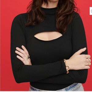 Express Body Contour Cozy Mock Neck Cutout Bodysuit Size Large